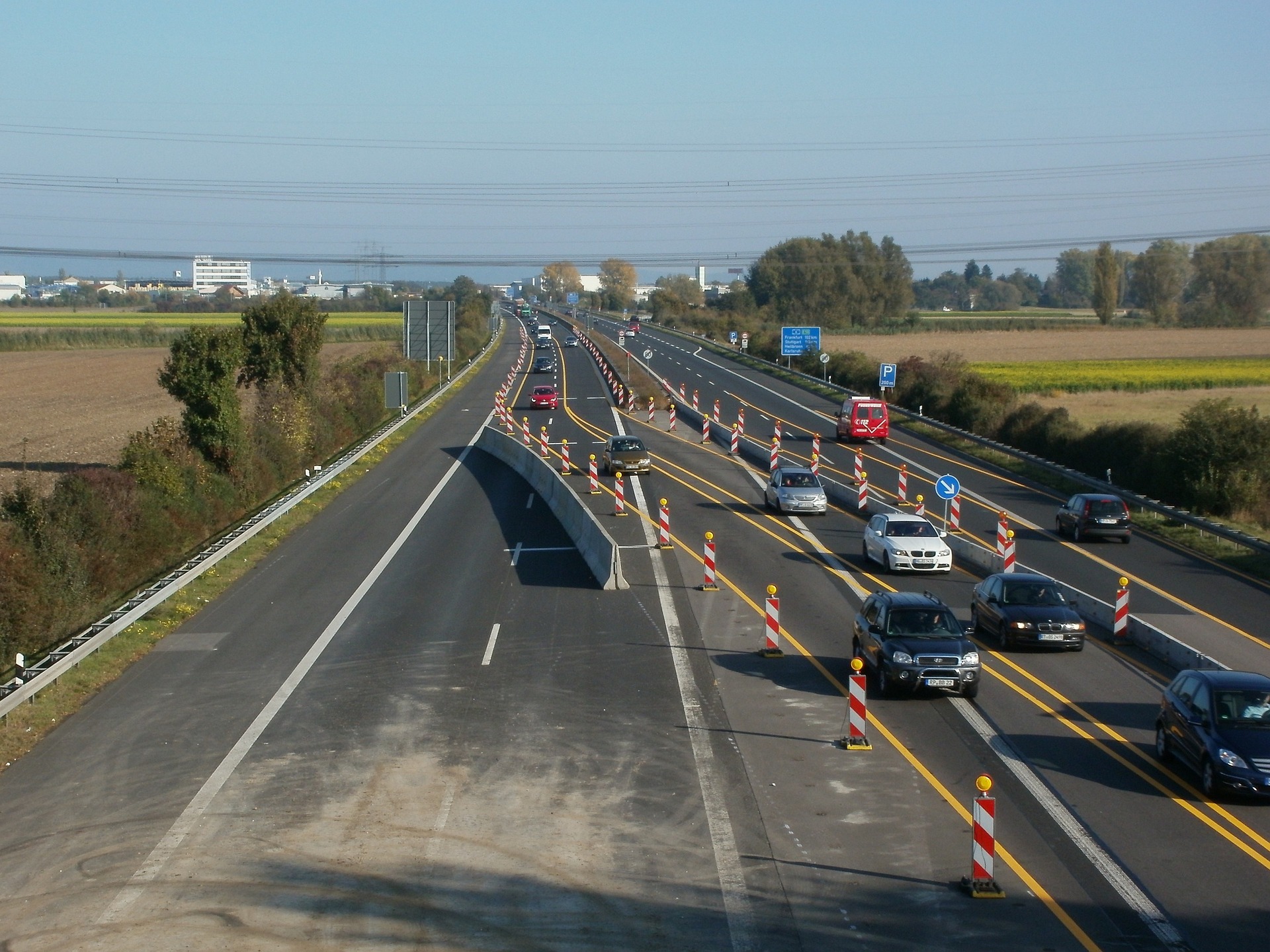 Traffic management setup - lane closures on a highway